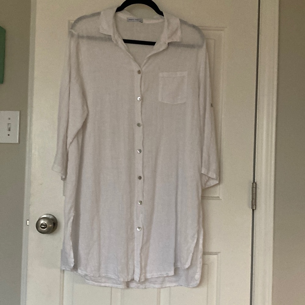 Tempo Paris White Linen Shirt